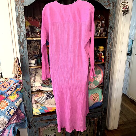 MILLE RESORT & TRAVEL JASMINE ORCHID GAUZE MIDI DRESS L - Picture 3 of 10